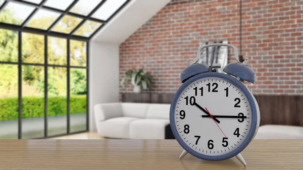 Resimde Analog Alarm Saat Büyük Lüks Modern Parlak Günün Saati — Stok fotoğraf