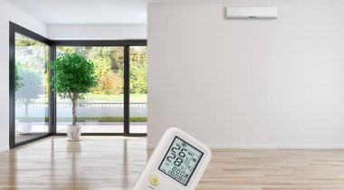 görüntü değil fotoğraf ve değil özel mülkiyet büyük lüks modern parlak iç Klima illüstrasyon 3d işleme bilgisayar ile oluşturulan