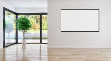 büyük lüks modern parlak iç mekanları ile sahte poster çerçeve resimde 3d render oluşturulan bilgisayar görüntüsü değil fotoğraf ve özel özelliği