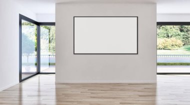 büyük lüks modern parlak iç mekanları ile sahte poster çerçeve resimde 3d render oluşturulan bilgisayar görüntüsü değil fotoğraf ve özel özelliği