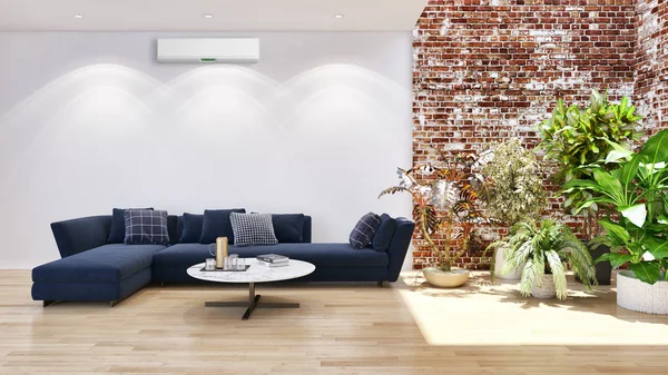 Grote Luxe Moderne Lichte Interieur Met Airconditioning Afbeelding Rendering Computer — Stockfoto