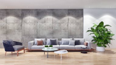 büyük lüks modern parlak iç oturma odası 3d işleme bilgisayar dijital görüntü illüstrasyon