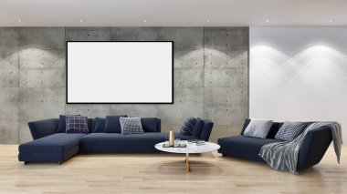 Poster çerçeve resimde 3 up parlak modern iç mekan ile alay