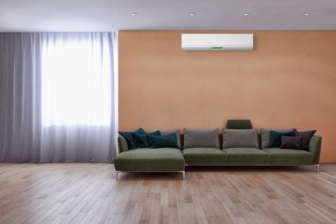 görüntü değil fotoğraf ve değil özel mülkiyet büyük lüks modern parlak iç Klima illüstrasyon 3d işleme bilgisayar ile oluşturulan