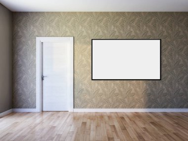 büyük lüks modern parlak iç mekanları ile sahte poster çerçeve resimde 3d render oluşturulan bilgisayar görüntüsü değil fotoğraf ve özel özelliği