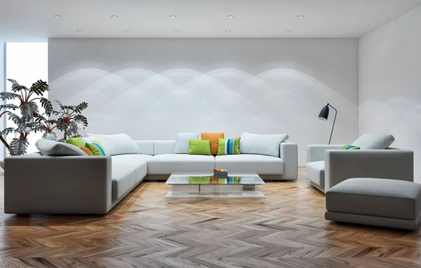Grande Luxo Moderno Interiores Luminosos Quarto Ilustração Renderização Computador Gerado — Fotografia de Stock