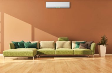 görüntü değil fotoğraf ve değil özel mülkiyet büyük lüks modern parlak iç Klima illüstrasyon 3d işleme bilgisayar ile oluşturulan