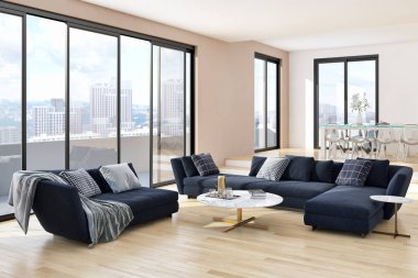 görüntü değil fotoğraf ve değil özel mülkiyet büyük lüks modern parlak iç oda illüstrasyon 3d işleme bilgisayar oluşturulan