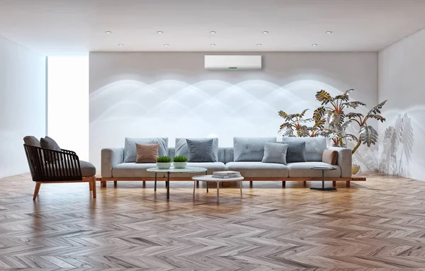 Großer Luxus Moderne Helle Innenräume Mit Klimaanlage Illustration Rendering Computer — Stockfoto