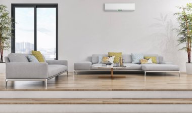 görüntü değil fotoğraf ve değil özel mülkiyet büyük lüks modern parlak iç Klima illüstrasyon 3d işleme bilgisayar ile oluşturulan