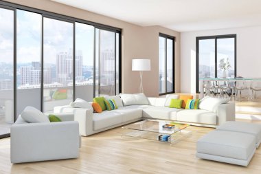 görüntü değil fotoğraf ve değil özel mülkiyet büyük lüks modern parlak iç oda illüstrasyon 3d işleme bilgisayar oluşturulan