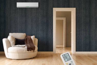 görüntü değil fotoğraf ve değil özel mülkiyet büyük lüks modern parlak iç Klima illüstrasyon 3d işleme bilgisayar ile oluşturulan