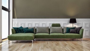 görüntü değil fotoğraf ve değil özel mülkiyet büyük lüks modern parlak iç oda illüstrasyon 3d işleme bilgisayar oluşturulan