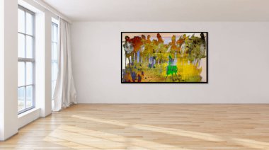 modern parlak iç mekan 3D resimleme
