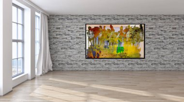 modern parlak iç mekan 3D resimleme