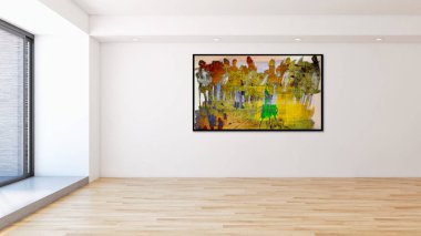 modern parlak iç mekan 3D resimleme