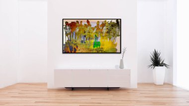 Modern parlak iç oda 3d render illüstrasyon