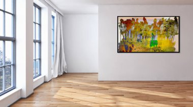 modern parlak iç mekan 3D resimleme