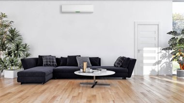 görüntü değil fotoğraf ve değil özel mülkiyet büyük lüks modern parlak iç Klima illüstrasyon 3d işleme bilgisayar ile oluşturulan