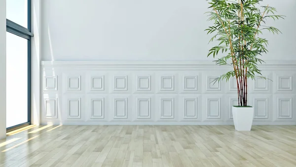 Besar Mewah Interior Modern Cerah Ruangan Dengan Tanaman Ilustrasi Render — Stok Foto