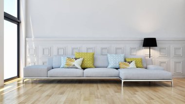 görüntü değil fotoğraf ve değil özel mülkiyet büyük lüks modern parlak iç oda illüstrasyon 3d işleme bilgisayar oluşturulan