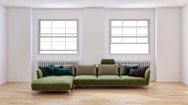 görüntü değil fotoğraf ve değil özel mülkiyet büyük lüks modern parlak iç oda illüstrasyon 3d işleme bilgisayar oluşturulan