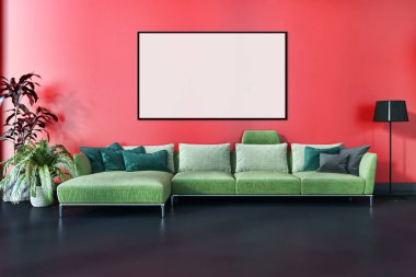 büyük lüks modern parlak iç mekanları ile sahte poster çerçeve resimde 3d render oluşturulan bilgisayar görüntüsü değil fotoğraf ve özel özelliği