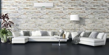 görüntü değil fotoğraf ve değil özel mülkiyet büyük lüks modern parlak iç Klima illüstrasyon 3d işleme bilgisayar ile oluşturulan