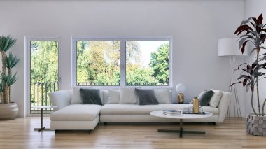 görüntü değil fotoğraf ve değil özel mülkiyet büyük lüks modern parlak iç oda illüstrasyon 3d işleme bilgisayar oluşturulan