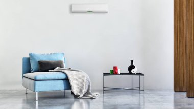 görüntü değil fotoğraf ve değil özel mülkiyet büyük lüks modern parlak iç Klima illüstrasyon 3d işleme bilgisayar ile oluşturulan