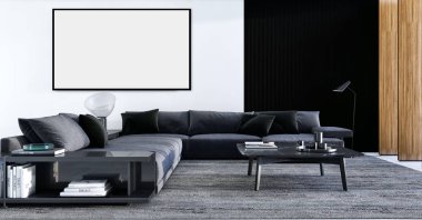 büyük lüks modern parlak iç mekanları ile sahte poster çerçeve resimde 3d render oluşturulan bilgisayar görüntüsü değil fotoğraf ve özel özelliği