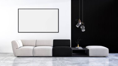 büyük lüks modern parlak iç mekanları ile sahte poster çerçeve resimde 3d render oluşturulan bilgisayar görüntüsü değil fotoğraf ve özel özelliği