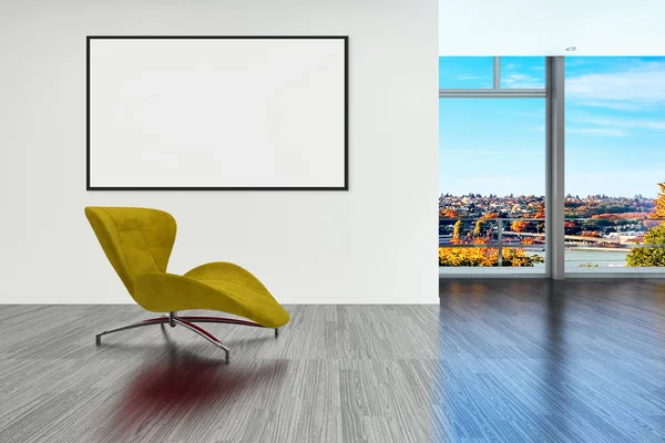 Modernos Interiores Luminosos Com Imagem Quadro Cartaz Mock Renderização Imagem — Fotografia de Stock