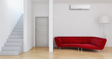 büyük lüks modern iç mekanlar, klima çizimi 3D