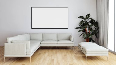 poster çerçeve resimde 3d render kadar büyük lüks modern parlak iç mekanları ile alay