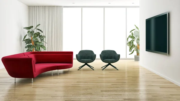 Gran Lujo Moderno Interiores Luminosos Sala Ilustración Renderizado — Foto de Stock