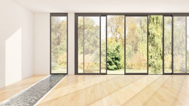 büyük lüks modern parlak iç oturma odası 3d işleme bilgisayar dijital görüntü illüstrasyon