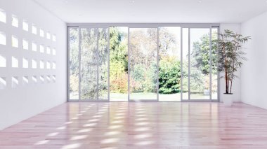 büyük lüks modern parlak iç oturma odası 3d işleme bilgisayar dijital görüntü illüstrasyon