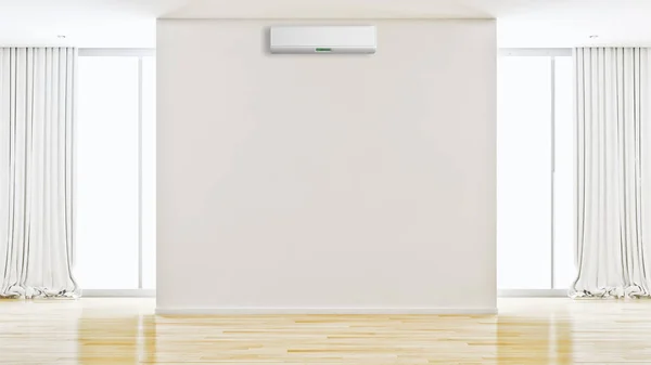 Moderne Helle Innenräume Wohnzimmer Mit Klimaanlage Illustration Rendering Computer Generierte — Stockfoto