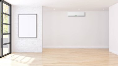 Modern parlak iç oturma odası klima 3d render oluşturulan bilgisayar görüntü illüstrasyon