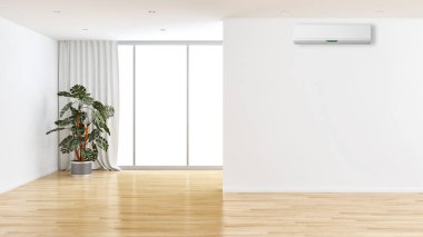 büyük lüks modern parlak iç mekanları ile Klima illus