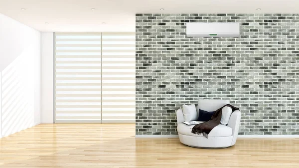 Nagy luxus modern világos belső terek légkondicionálóval illusztráció 3D renderelés — Stock Fotó