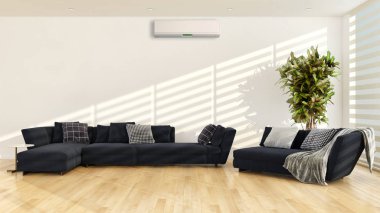 büyük lüks modern parlak iç mekanları ile Klima illus