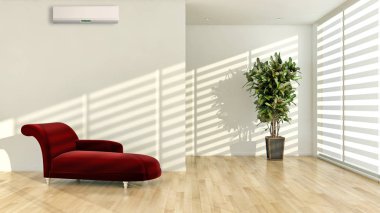 büyük lüks modern parlak iç mekanları ile Klima illus