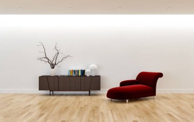 büyük lüks modern parlak iç Oda illüstrasyon 3d render