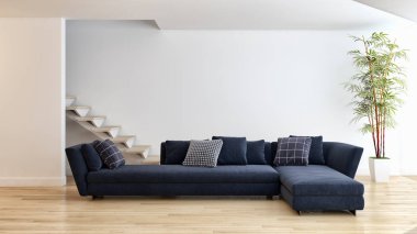 büyük lüks modern parlak iç Oda illüstrasyon 3d render