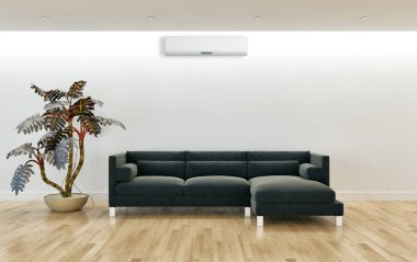 büyük lüks modern parlak iç mekanları ile Klima illus