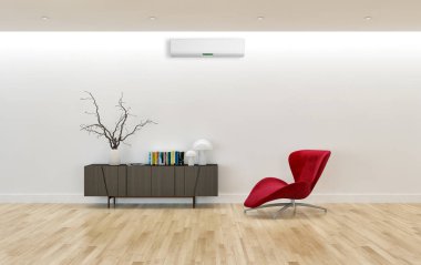 büyük lüks modern parlak iç mekanları ile Klima illus