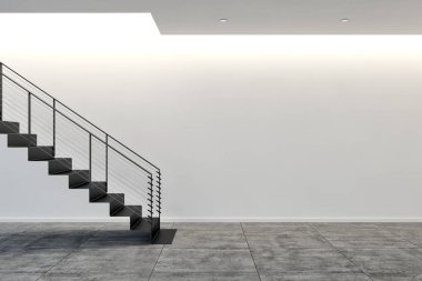 büyük lüks modern parlak iç Oda illüstrasyon 3d render