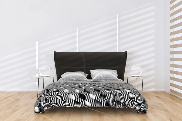 Modern bed van de lichte kamer interieurs 3d rendering illustratie compu — Stockfoto